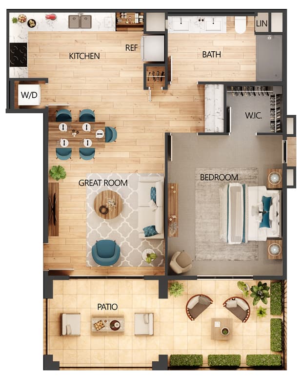 2 Bedroom Home floor plan for Riverside Residential Development